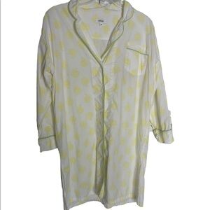 Marigot Collection Floral Pinwheel Yellow & White Cotton Nightgown Night Shirt M